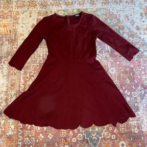 3/4 sleeve scalloped lulu mini dress